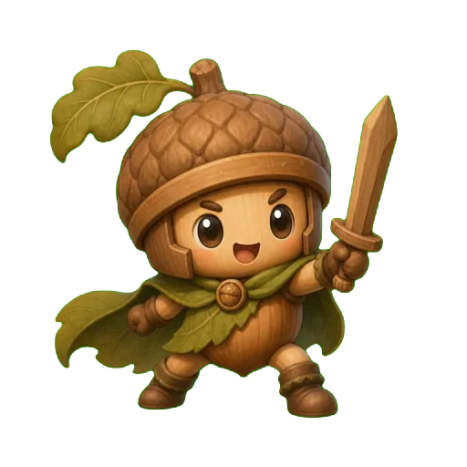 Pip, OutQuest’s friendly acorn adventurer