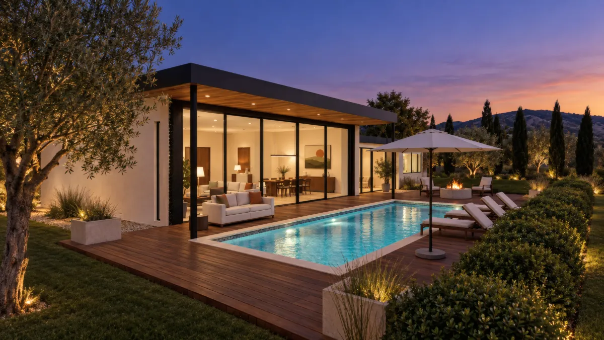 Larkspur House at blue hour